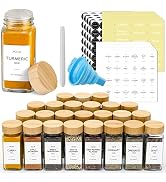 NETANY 24 Pcs Spice Jars with Labels - 4 oz Glass Spice Jars with Bamboo Lids, Minimalist Farmhou...