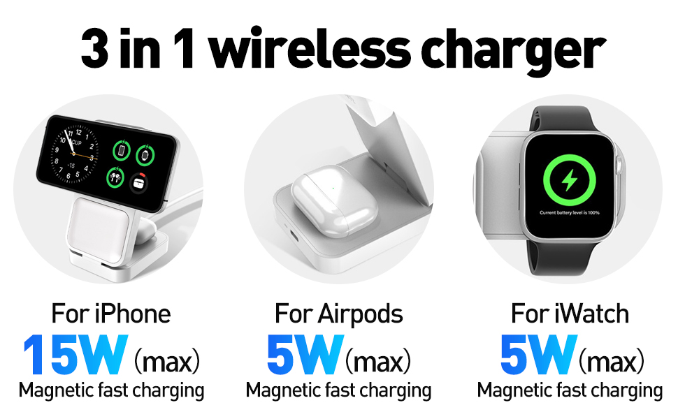 3in1 Wireless Charging Station for Apple