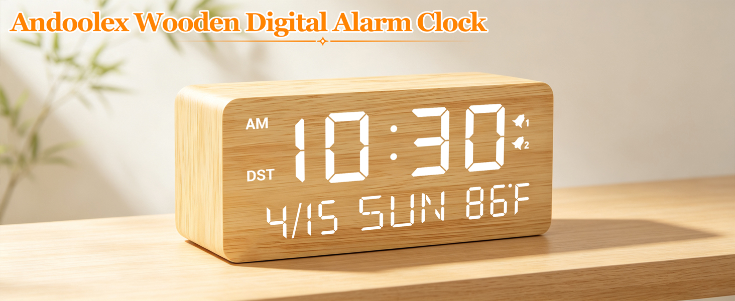 Bamboo Wooden Alarm Clock