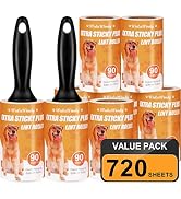 WulaWindy Lint Roller for Pet Hair, 720 Sheets Value Pack Lint Rollers Extra Sticky Pet Hair Remo...