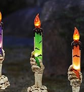 LJLNION Halloween Decorations, 5 Pack Halloween Garden Stake Lights, Tabletop Candle Light with S...
