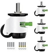Heavy Duty Caster Wheels Set of 4, Leveling Stem Casters with Retractable Wheels 2200 Lbs Total C...