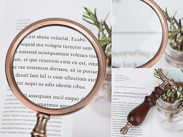 Magnifying Glass, Portable Handheld Magnifier for Science, Reading Book, Inspection Coins, Rocks,