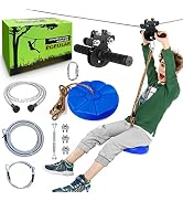 Aystkniet 100Ft Zip Lines for Kids and Adults Outdoor, Stainless Steel Trolley Handle Kit with St...