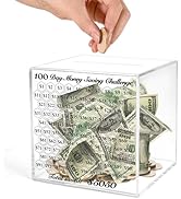 LingLingo Piggy Bank for Adults, Smash Box for Money, Unbreakable Clear Acrylic Piggy Bank,Must B...