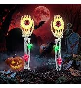 Halloween Decorations Outdoor, 2 Pack Halloween Skeleton Hands Decorations | with Eyeball & Spide...