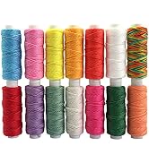 FQTANJU Wax Thread 14 Colors Waxed Cords Polyester Leather Sewing Thread Wax Strings for Macrame,...