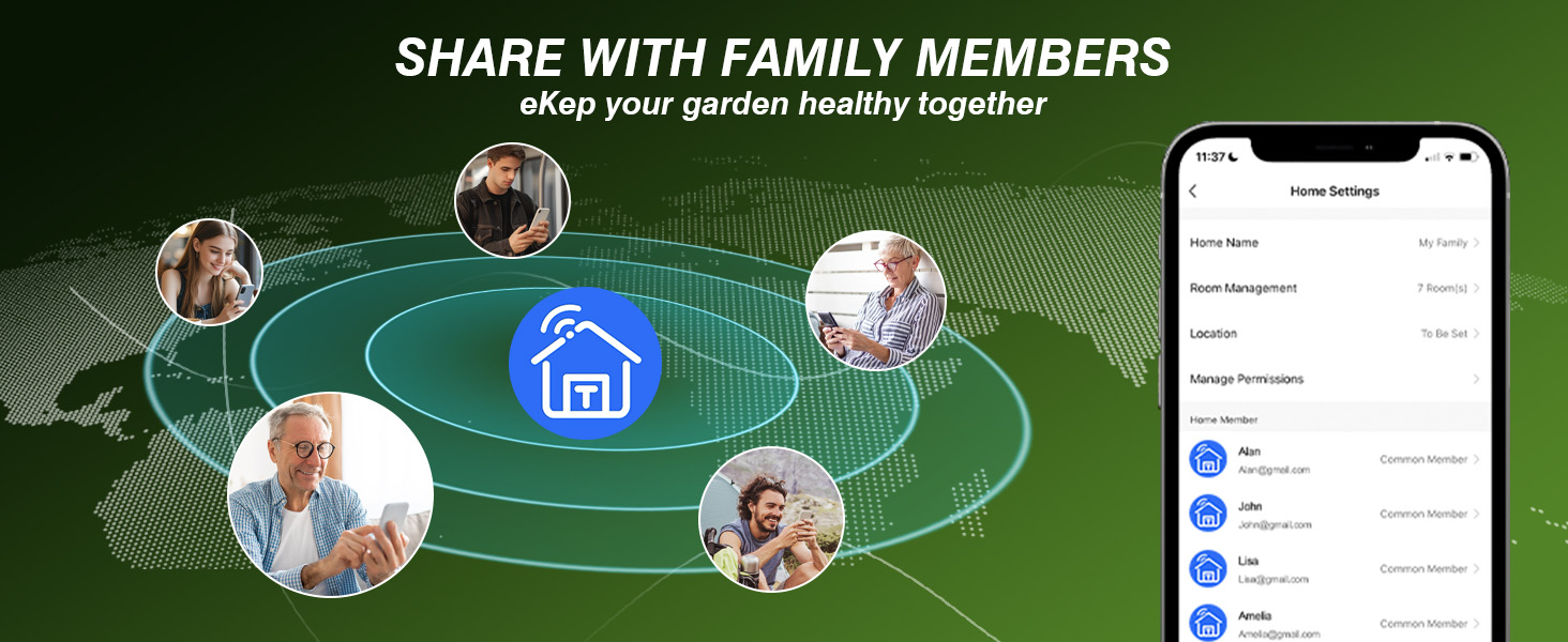 Sprinkler timer share sprinkler timer access via app for family watering control