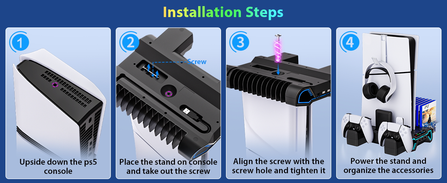 ps5 slim console cooling stand with cooling fan