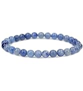 Angelstones Gem Semi Precious Gemstone 6mm Round Beads Stretch Bracelet 7" Unisex