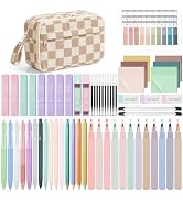 WOBAGMEN 62PCS Aesthetic School Supplies with Corduroy Pencil Case, Pastel Highlighters Gel Pens ...