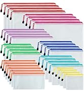Vuzvuv 34pcs Mesh Zipper Pouch Set ,8 Sizes Plastic Document Pouch with Label Stickers,8 Colors W...