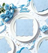 Light blue Scalloped Cocktail Napkins Disposable Embossed Pacifier blue Baby Shower Napkins for boy