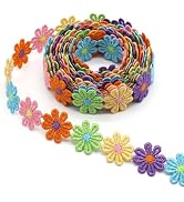 ZNZAKKA 7 Yards Daisy Flower Lace Trim 1 Inch Wide Colorful Embroidered Ribbon Applique Trim for ...