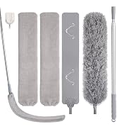 Feather Duster Set (4 Pieces), 30-100 inch Retractable Gap Dust Cleaner and Feather Duster, Micro...