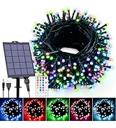 Hozplex 59Ft Solar String Lights Outdoor Waterproof, 18 Colors Changing 150 LED Christmas Lights ...