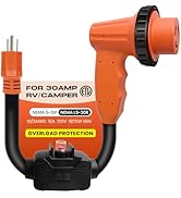 Gociean Overload Protection RV 30 Amp to 110 Adapter Cord with Circuit Breaker, 15 Amp/20 Amp Hou...