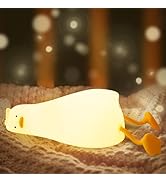YuanDian LED Lying Flat Duck Night Light - Cute Silicone Squishy Lamp with 3-Level Dimmable Touch...