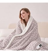 IUUI Leopard Print Heated Throw Blanket, Soft Luxury Faux Fur Electric Blanket, 6 Heating Levels ...