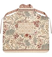 patdrea Blue Floral Linen Apron with Pocket,French Kitchen Garden Chef BBQ Aprons for Women and M...