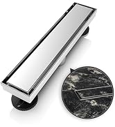 WEBANG 12 Inch Shower Linear Brushed Drain Rectangular Floor Drain with Accessories Reversible 2-...