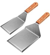 2 Pack Extra Wide Metal Spatula – Stainless Steel Griddle & Grill Turner with Flat Beveled Edge, ...