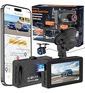 4K Dashcam Front and Rear Camera with Voice Control,Car Cameras Dash cam with WiFi,GPS,64G Card,G...