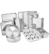 TeamFar Stainless Steel Bakeware Set of 11 | Toaster Oven Baking Pan Set, Lasagna Pan, Square & R...