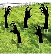 Scary Black Hand Halloween Yard Sign - Pack of 5 | Black Hand Silhouette Stake for Hocus Pocus De...