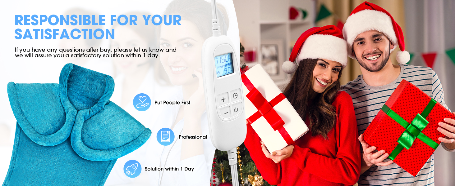 FluffyWarmth heating pad for neck and shoulders and back birthday gifts for women men mom dad