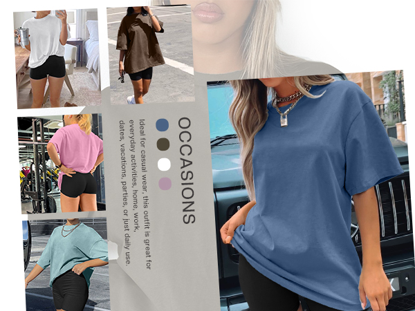 Trendy Queen Womens Summer Basic Tees Oversized Daily Tops Shirts Solid Color Choice