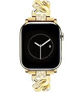 JR.DM Gold Watch Bands for Women Compatible with Apple Watch 38mm 40mm 41mm 42mm(S10/11) Bling Di...
