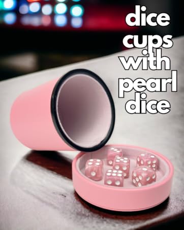 pink dice cups with matching pearl dice yahtzee farkle bunco