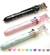 YEEMO 3-Pack Multi Color Pens All in One, 0.7 mm 10 in 1 Multicolor Ballpoint Pen with Cute Cryst...