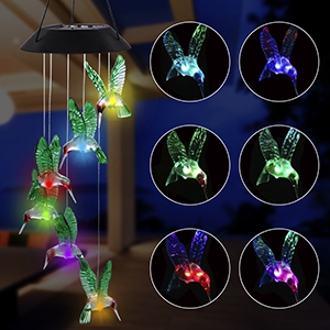 MorTime Solar Hummingbird Wind Chime, 2 Pack