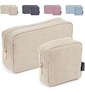 MAGEFY Makeup Bag for Purse, 2 Pcs Corduroy Cosmetic Bag for Girls Women Small Travel Makeup Pouc...