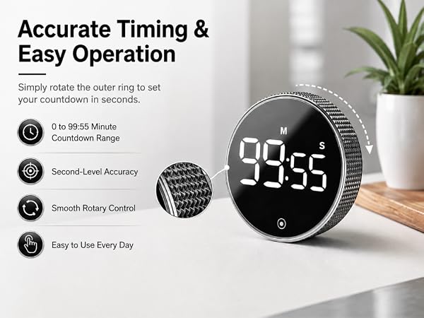 digital kitchen timer, countdown timer, magnetic kitchen timer, digital countdown clock, SPN-RECPP