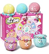 Unicorn Bath Bombs for Kids Girls with Bracelet Inside, sanyi Bubble Bath Toys Birthday Gifts for...