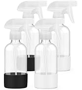 Worldgsb 4 Pack Glass Spray Bottles 8 oz, Empty Refillable Containers with Silicone Sleeve Protec...