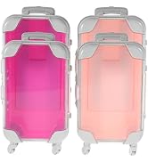 VILLCASE Mini Suitcase Party Favor Box 4pcs - Small Plastic Eyelash Storage Cases - Cute Travel L...