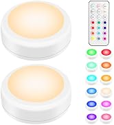 BLS LED Puck Lights with Remote Control, RGB 13 Color Changing Under Cabinet Lighting Wireless, A...