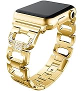 Strap Compatible with Apple Watch 41mm Band - Metal Stainless Steel with Crystal Diamond Shiny Rh...