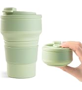 12oz Collapsible Cup for Traveling, Collapsible Silicone Travel Cup for Hot and Cold Drinks, Leak...