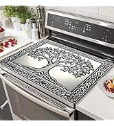 HOMETITUTE Tree of Life Stove Top Cover for Electric Stove Silver Embossed Celtic Design Dish Dry...