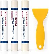 Kenbry Wood Filler Sticks 3 Colors White Wax Fill Stick, Wood Repair Kit for Scratches, Crack, Sc...