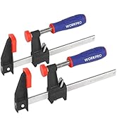 WORKPRO 6-Inch Steel Bar Clamps Set, 2-pack Quick-Release Clutch Style Bar Clamps, 600 Lbs Load L...