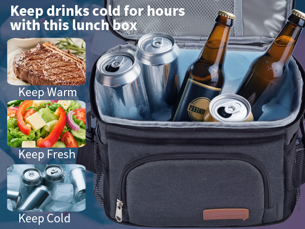 ExtraCharm Insulated Lunch Bag for Women/Men - Reusable Lunch Box for Office Picnic Hiking Beach