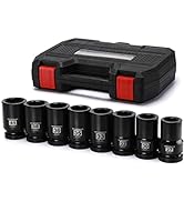 MIXPOWER 8 Pieces 1-inch Drive Deep Impact Socket Set. 6 Point, 27mm-41mm, CR-MO, Metric, Deep, 1...