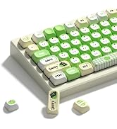 Womier PBT Keycaps Set, Green Cartoon Custom 133 Keys | Dye Sub Side Print Keycaps for 60 65 75 1...