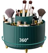 WIWIUXY Makeup Brush Holder Organizer,360° Rotating Makeup Brush Organizer,5 Slot Make up Brushes...